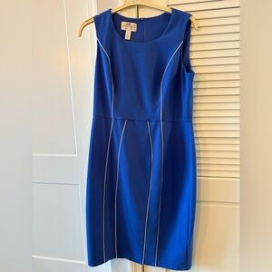 Donna Morgan Royal Blue Midi Dress with White Piping